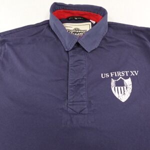 Canterbury of New Zealand Polo Shirt Mens Large Blue Jersey Rugby US XV‎ MinFlaw